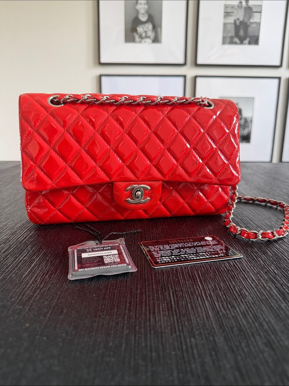 Chanel Double Flap Medium Bag in Red Patent Leather (read description)